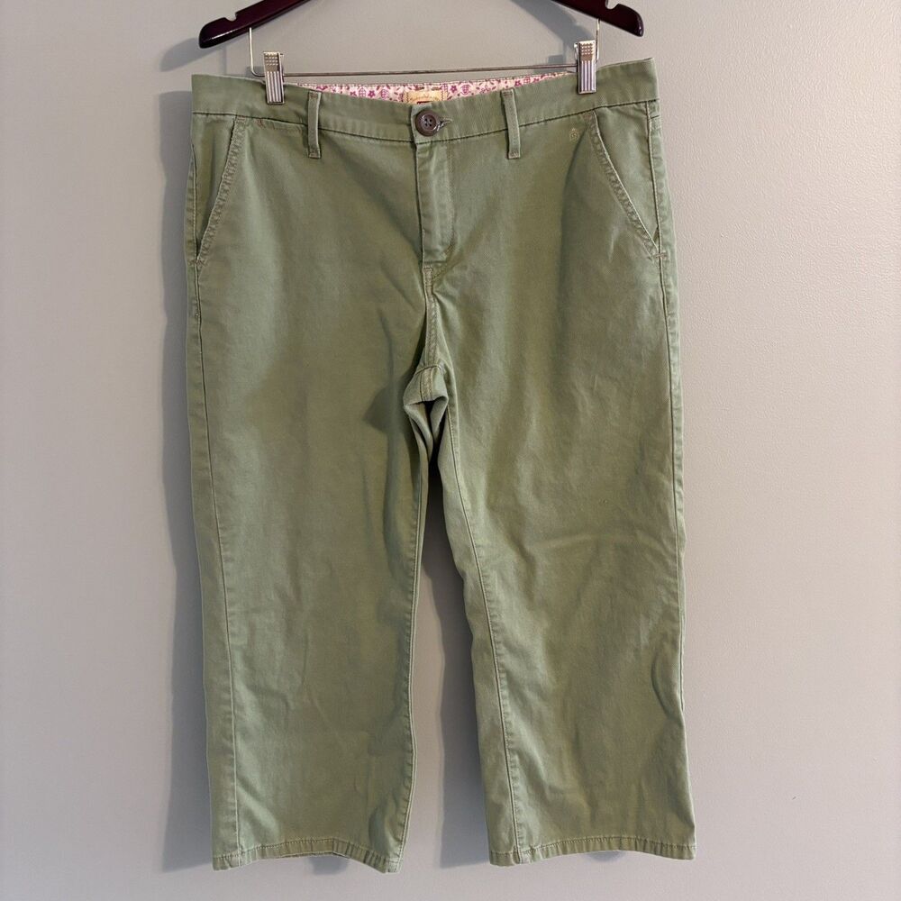 Vintage Levis Women's Tab Twills Chino Pants Capri Trousers Green Prep Earthy 14